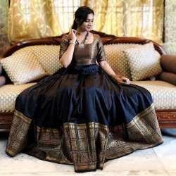 Black Color Silk South Indian Fashion Gown